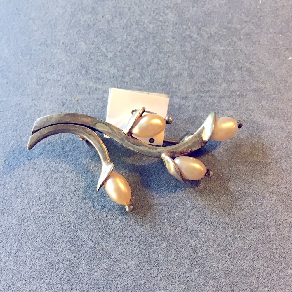 Sterling Silver and Pearl Brooch